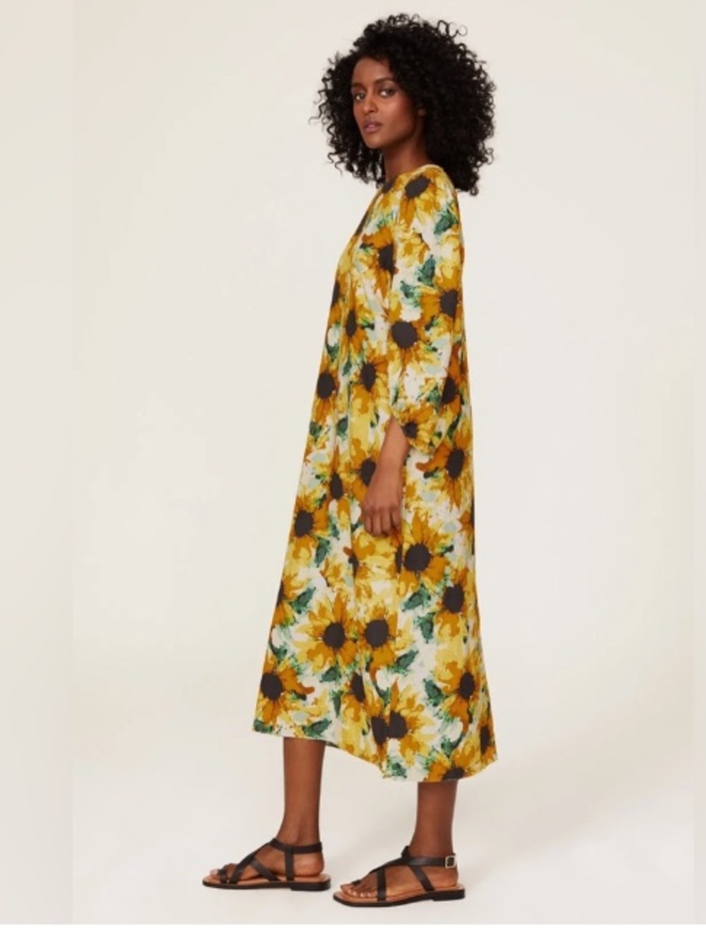 Just Female Anthropologie sunflower smooth dress built loose fit sz 38 US 6